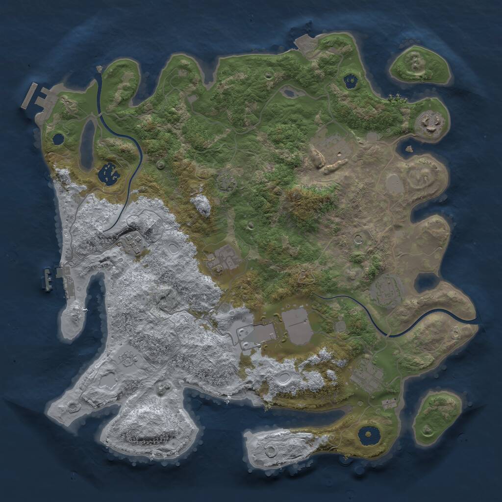 Rust Map: Procedural Map, Size: 3600, Seed: 2915805, 14 Monuments