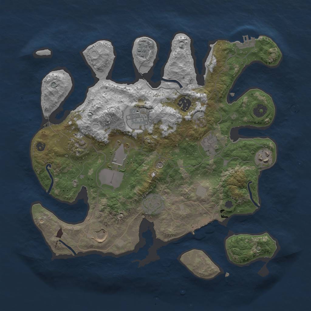Rust Map: Procedural Map, Size: 3500, Seed: 4855643, 17 Monuments