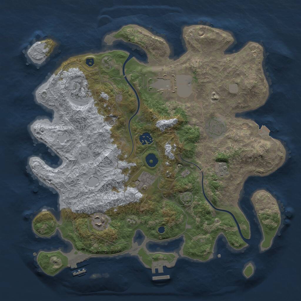Rust Map: Procedural Map, Size: 3550, Seed: 191486, 13 Monuments