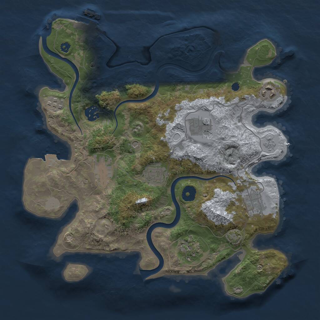 Rust Map: Procedural Map, Size: 3200, Seed: 2327, 13 Monuments