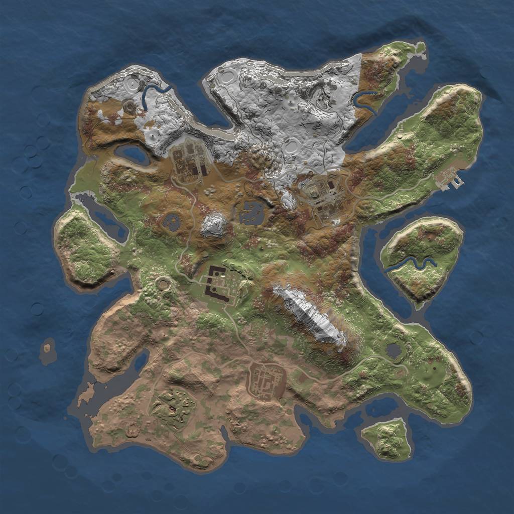 Rust Map: Procedural Map, Size: 3000, Seed: 215468, 11 Monuments