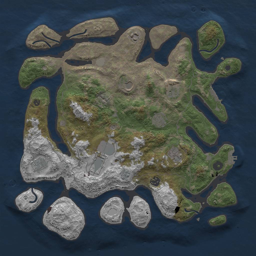 Rust Map: Procedural Map, Size: 4000, Seed: 65311233, 17 Monuments