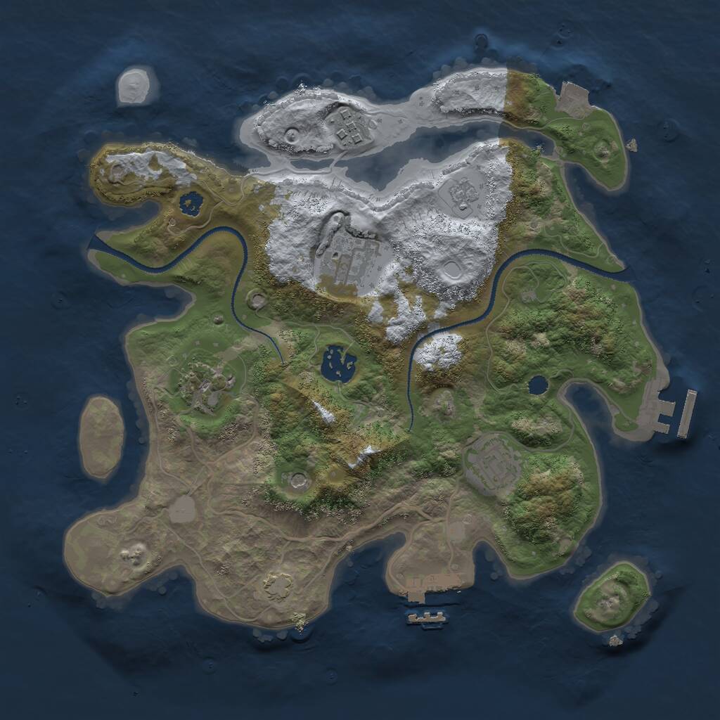 Rust Map: Procedural Map, Size: 3000, Seed: 1160122419, 11 Monuments
