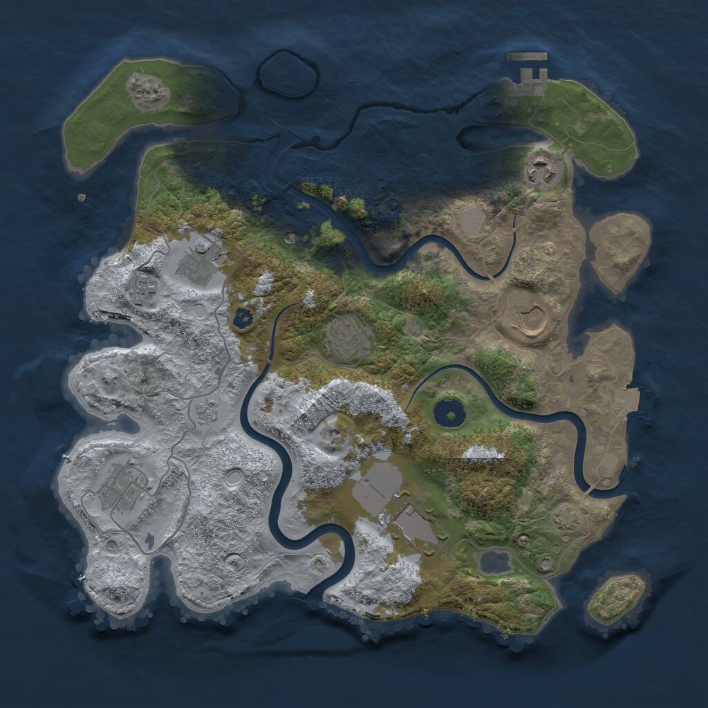 Rust Map: Procedural Map, Size: 3500, Seed: 327423, 12 Monuments