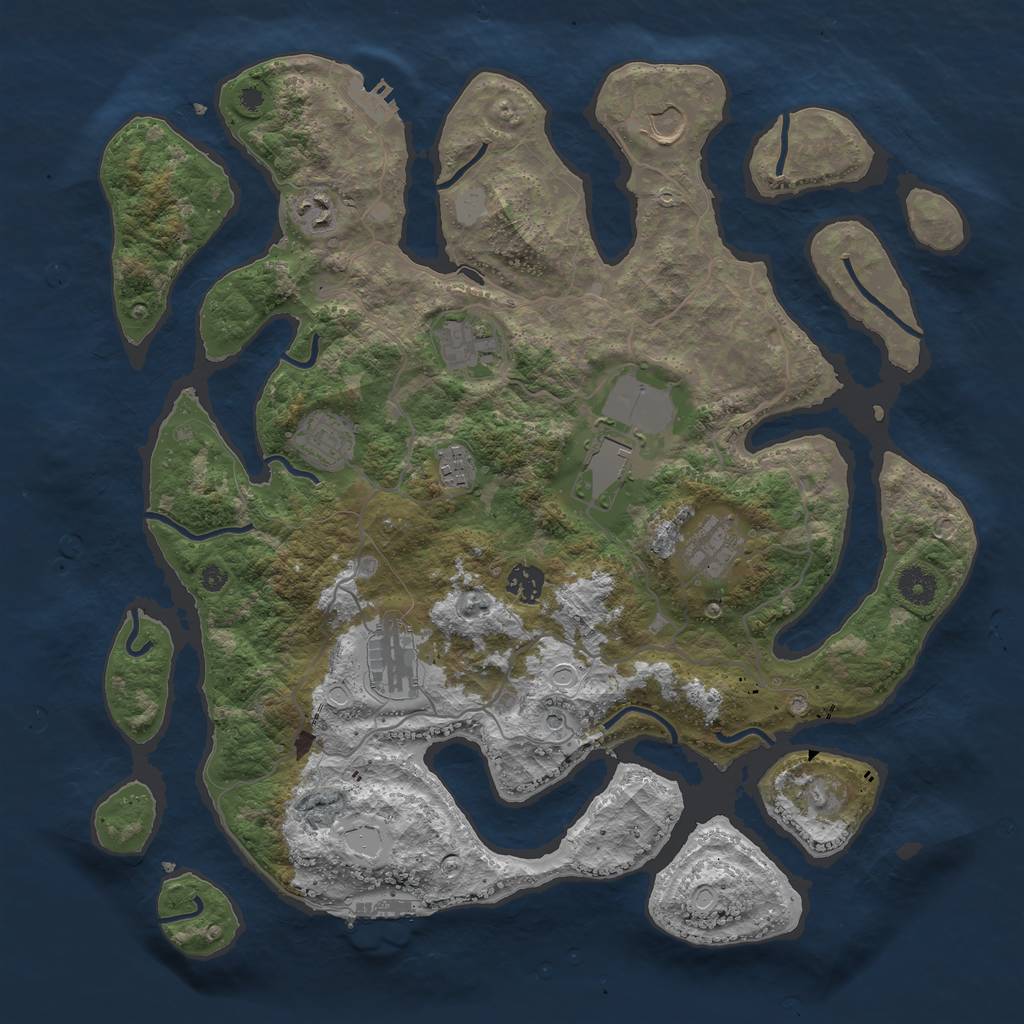 Rust Map: Procedural Map, Size: 4000, Seed: 5181851, 17 Monuments