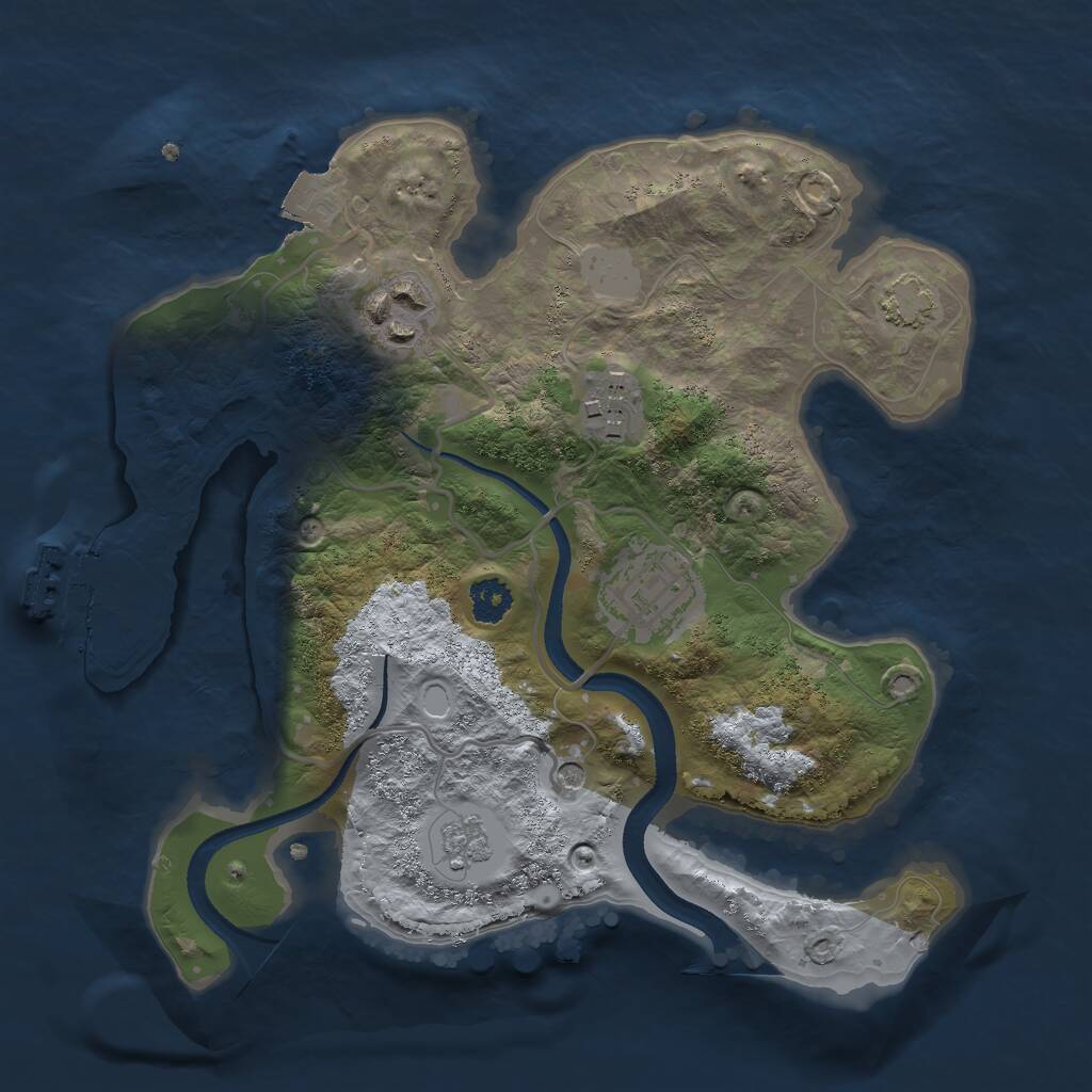 Rust Map: Procedural Map, Size: 2500, Seed: 1472186365, 8 Monuments