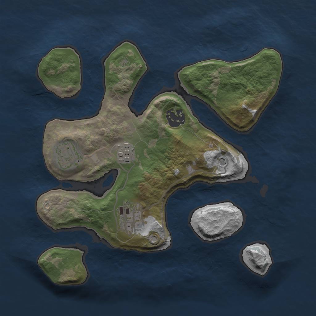 Rust Map: Barren, Size: 2500, Seed: 245564, 7 Monuments