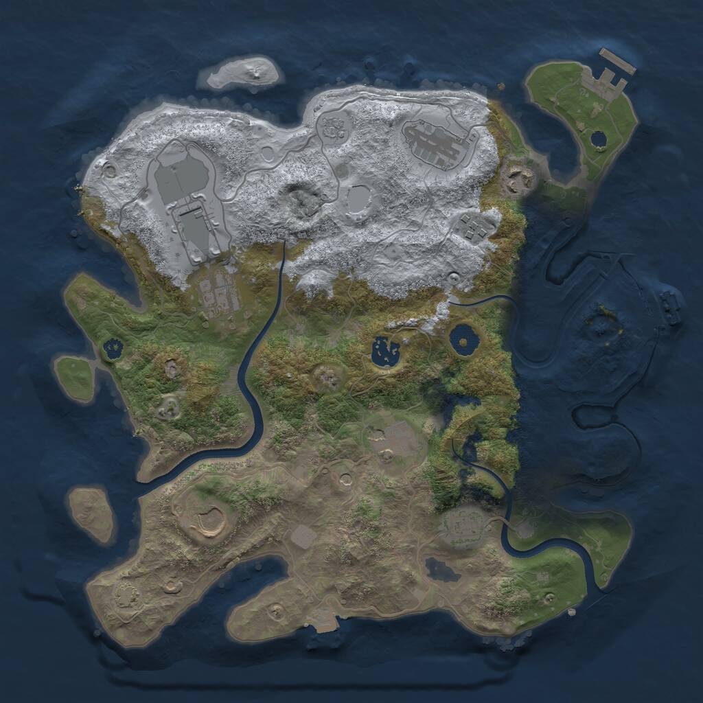 Rust Map: Procedural Map, Size: 3550, Seed: 1841407141, 15 Monuments