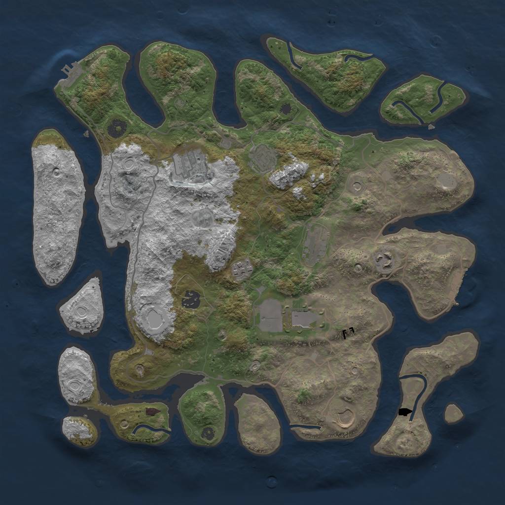 Rust Map: Procedural Map, Size: 4000, Seed: 384738923, 16 Monuments