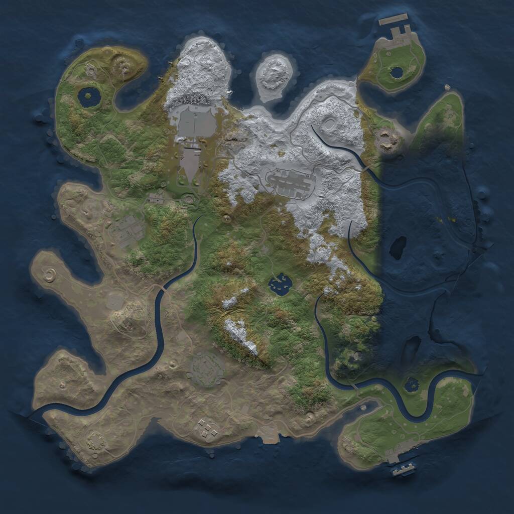 Rust Map: Procedural Map, Size: 3550, Seed: 309596, 12 Monuments