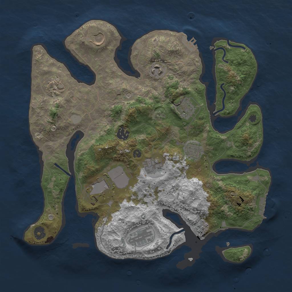 Rust Map: Procedural Map, Size: 3500, Seed: 665147265, 18 Monuments