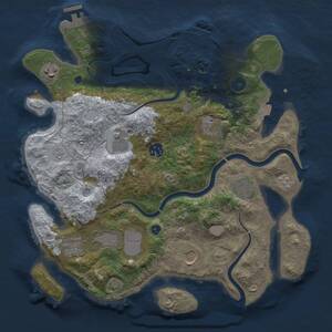Thumbnail Rust Map: Procedural Map, Size: 3500, Seed: 100816564, 15 Monuments