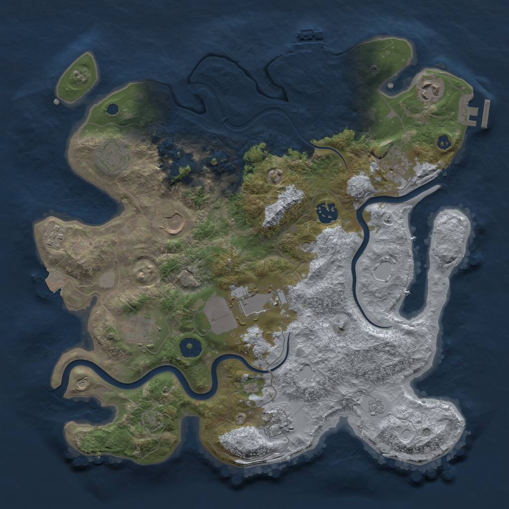 Rust Map: Procedural Map, Size: 3600, Seed: 1008089692, 15 Monuments