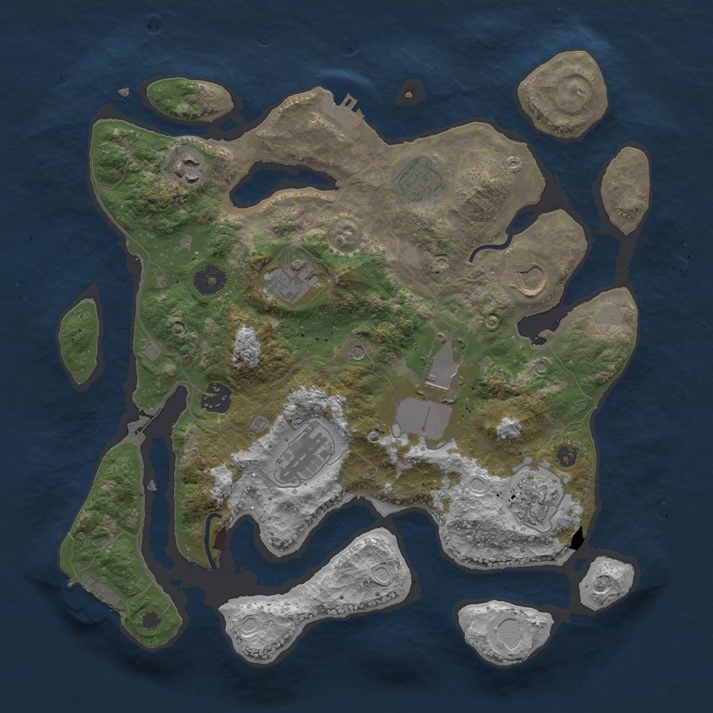 Rust Map: Procedural Map, Size: 3500, Seed: 1384170953, 16 Monuments