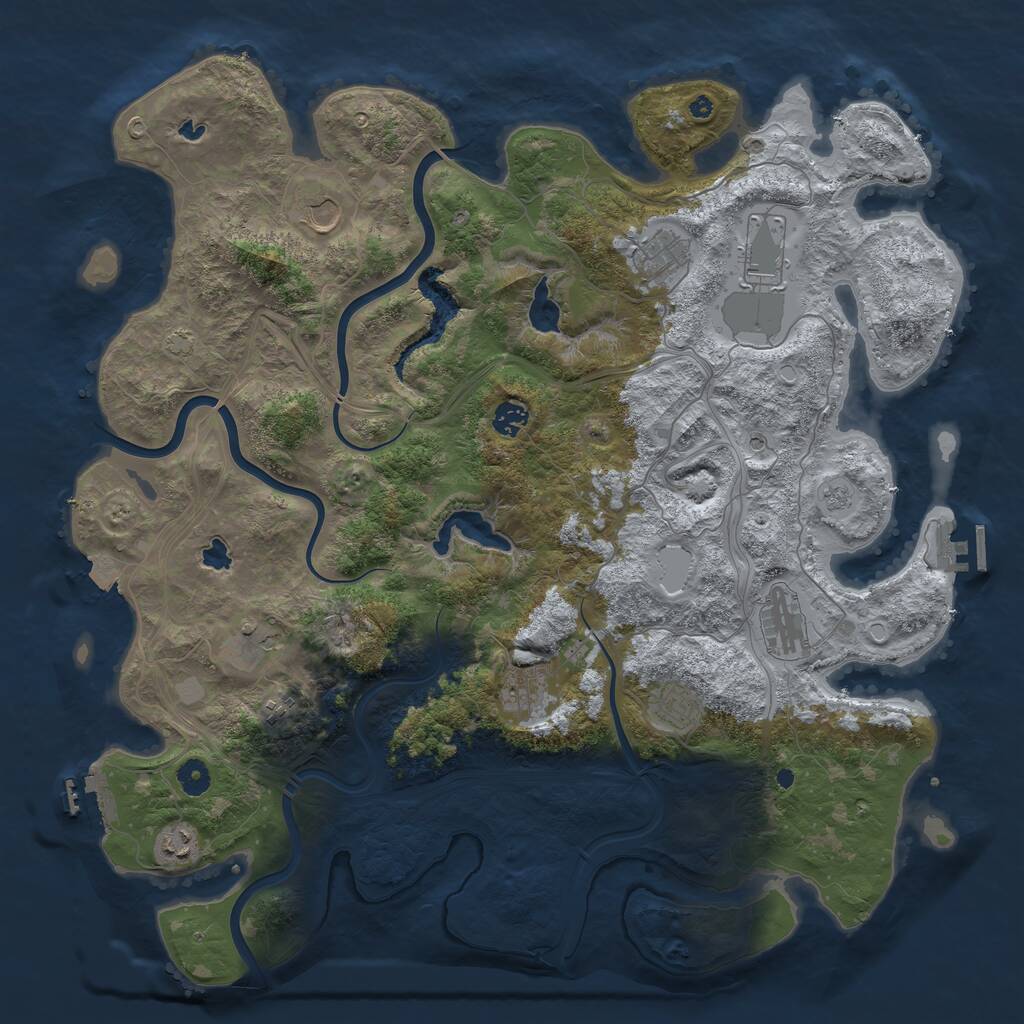 Rust Map: Procedural Map, Size: 4500, Seed: 734856782, 16 Monuments