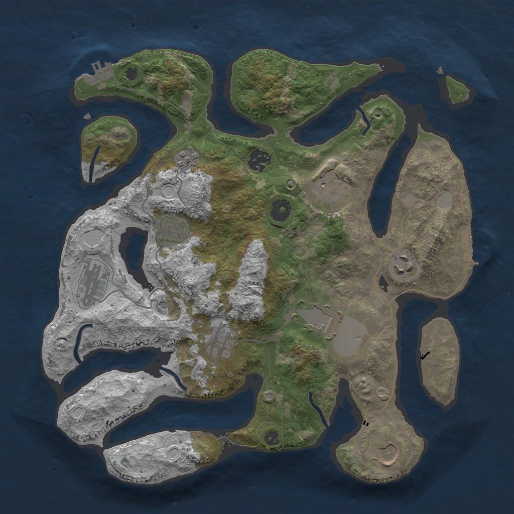 Rust Map: Procedural Map, Size: 3550, Seed: 916915, 17 Monuments