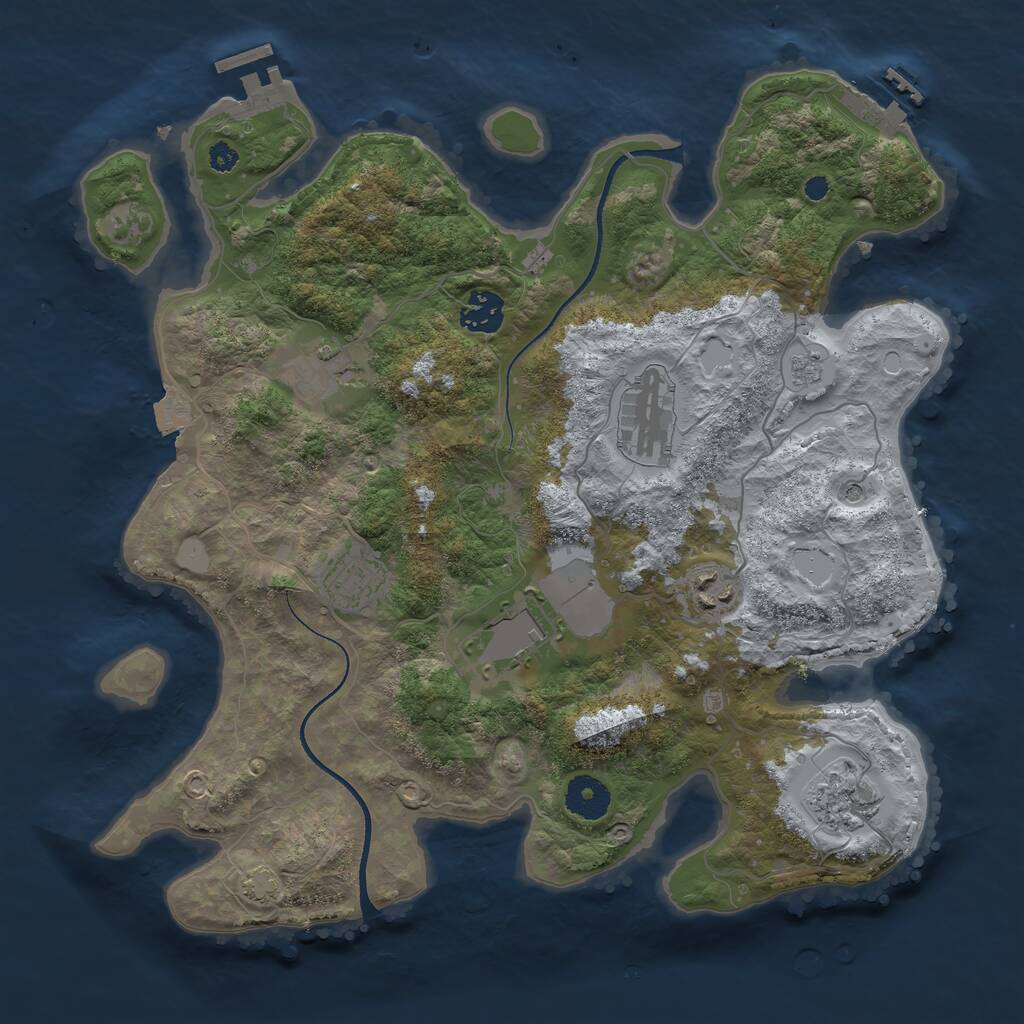 Rust Map: Procedural Map, Size: 3500, Seed: 411, 13 Monuments