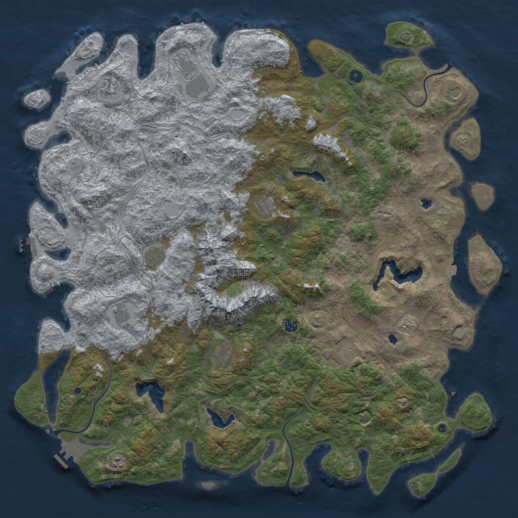 Rust Map: Procedural Map, Size: 6000, Seed: 76343980, 17 Monuments