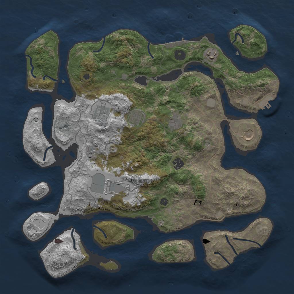Rust Map: Procedural Map, Size: 4000, Seed: 900083, 16 Monuments