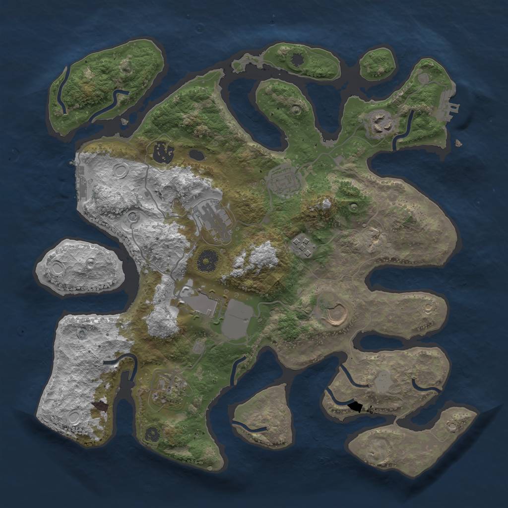 Rust Map: Procedural Map, Size: 3500, Seed: 1853863802, 16 Monuments