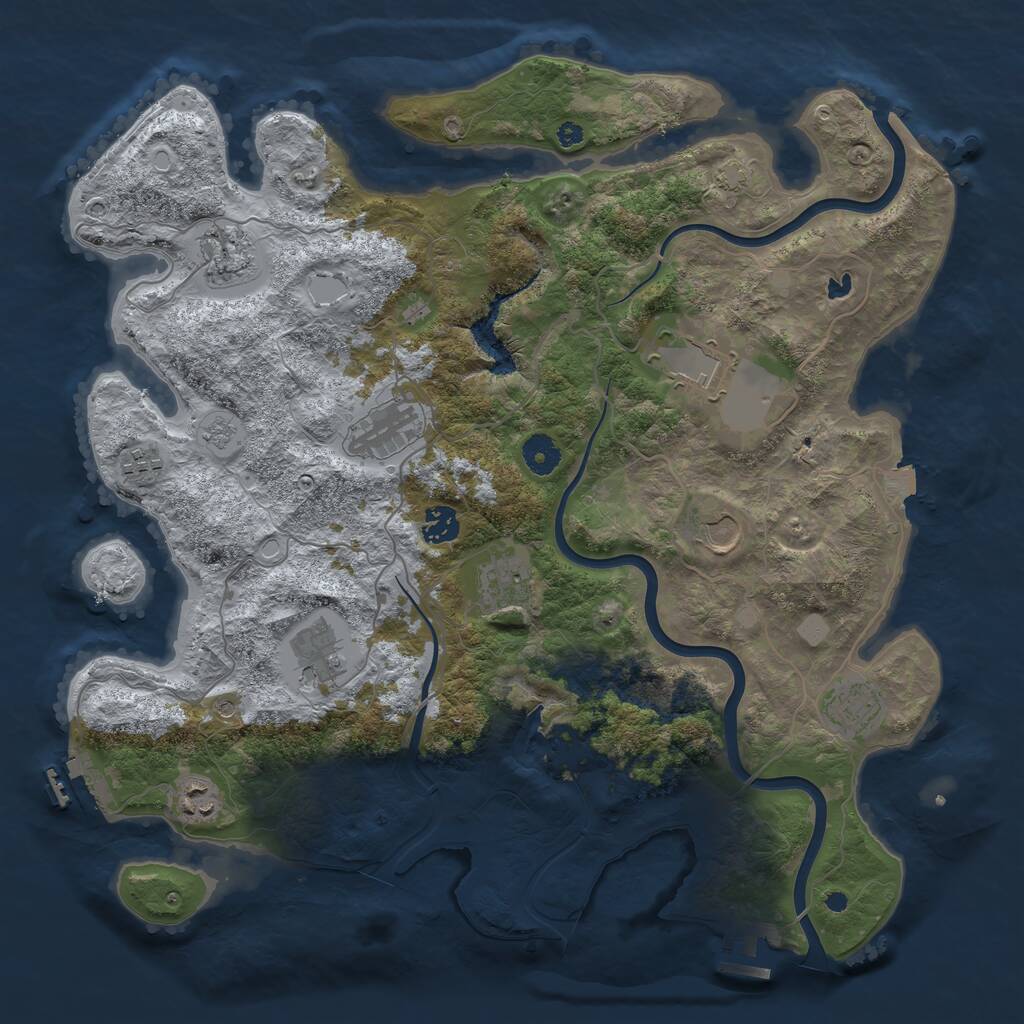 Rust Map: Procedural Map, Size: 4000, Seed: 692862, 16 Monuments