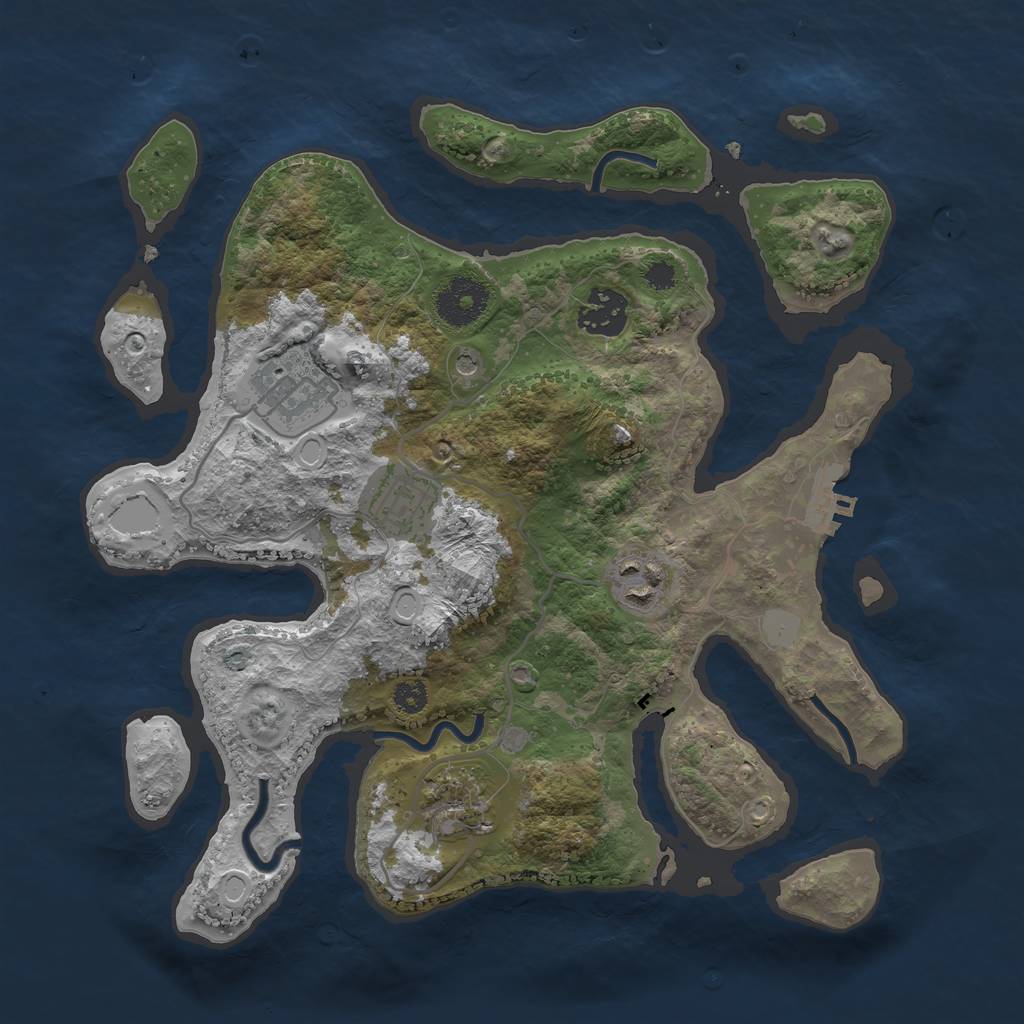 Rust Map: Procedural Map, Size: 3100, Seed: 17777, 12 Monuments