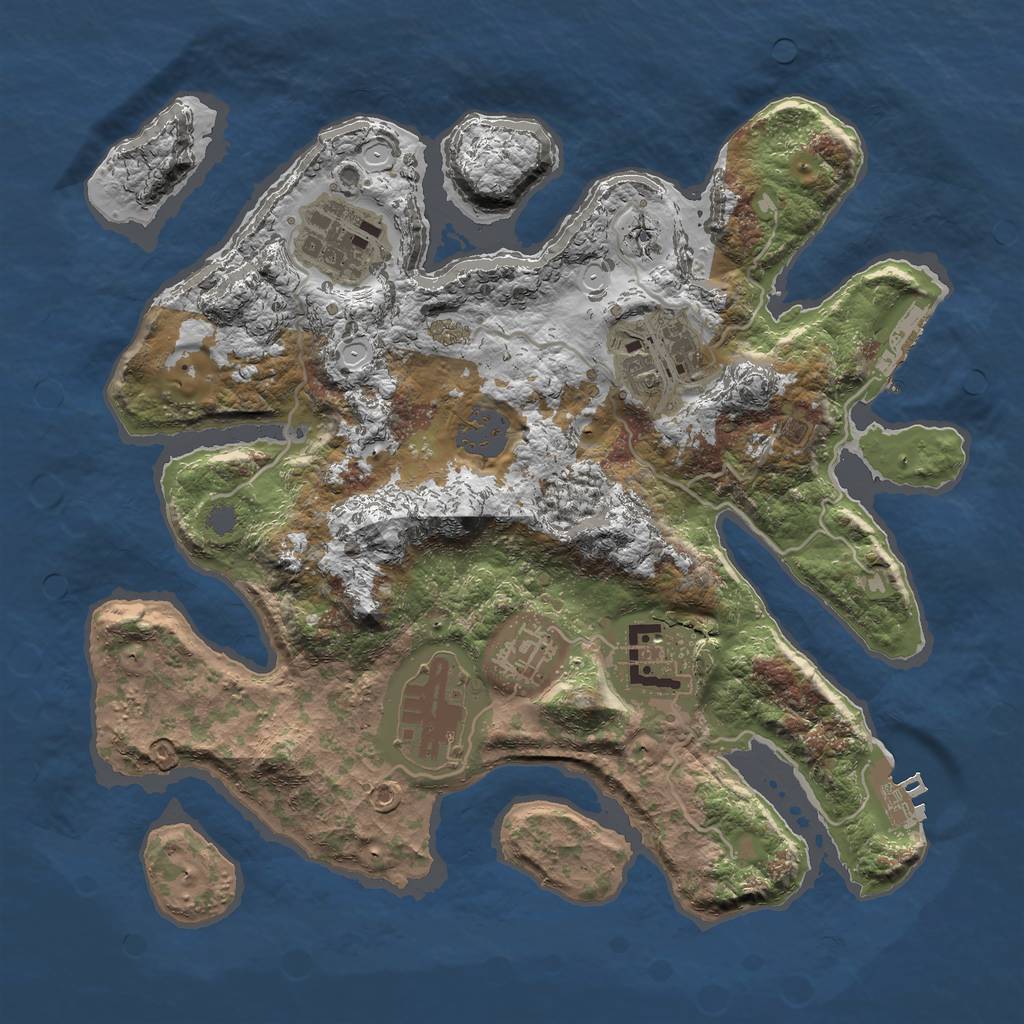 Rust Map: Procedural Map, Size: 3000, Seed: 1238987425, 12 Monuments