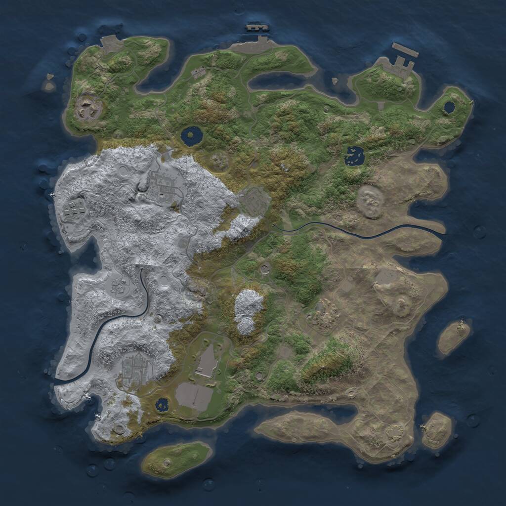 Rust Map: Procedural Map, Size: 3700, Seed: 177834532, 14 Monuments