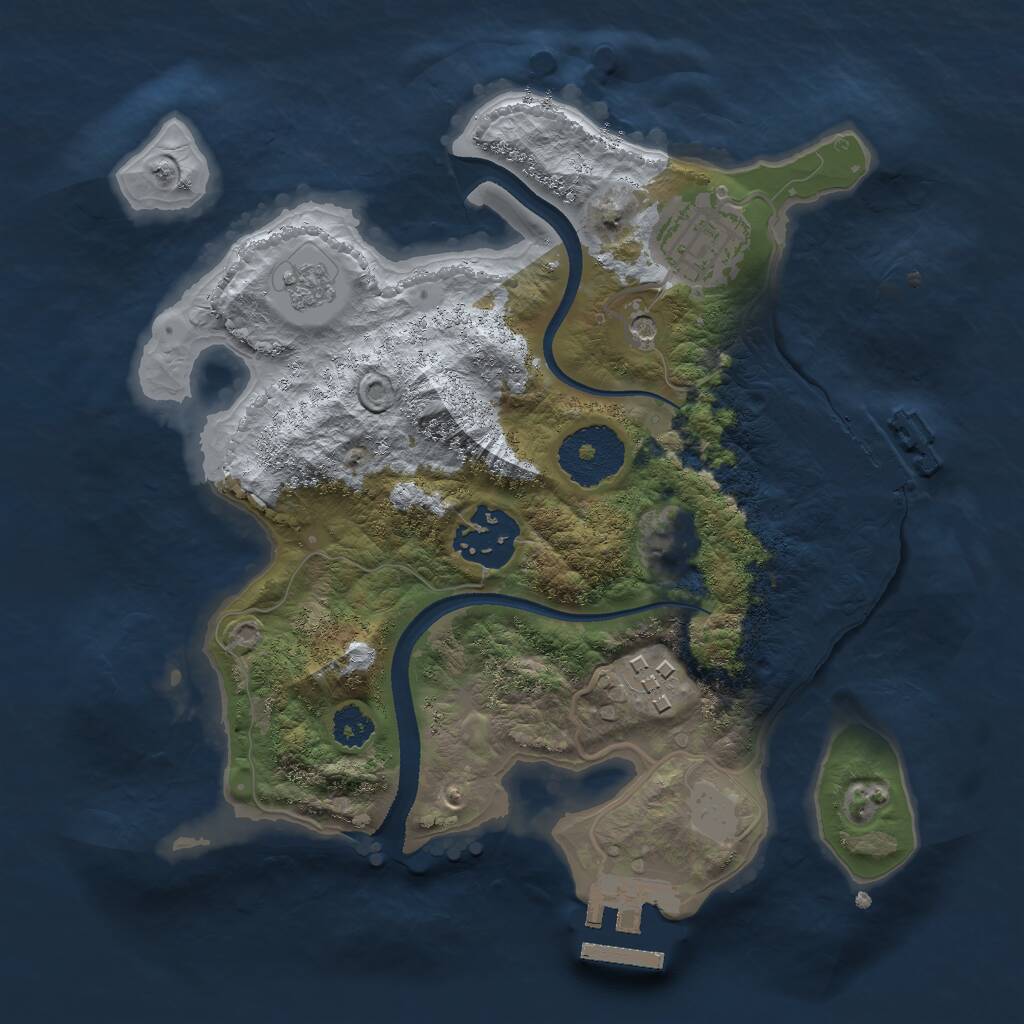Rust Map: Procedural Map, Size: 2500, Seed: 555000, 8 Monuments