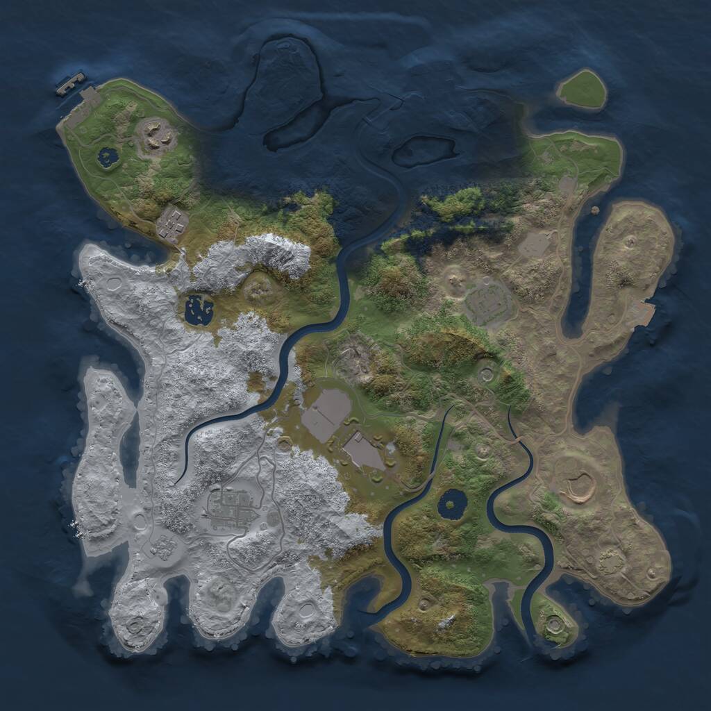 Rust Map: Procedural Map, Size: 3550, Seed: 782196, 13 Monuments