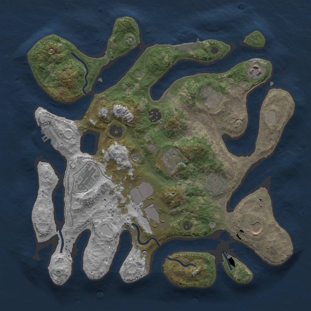 Rust Map: Procedural Map, Size: 3550, Seed: 782196, 16 Monuments
