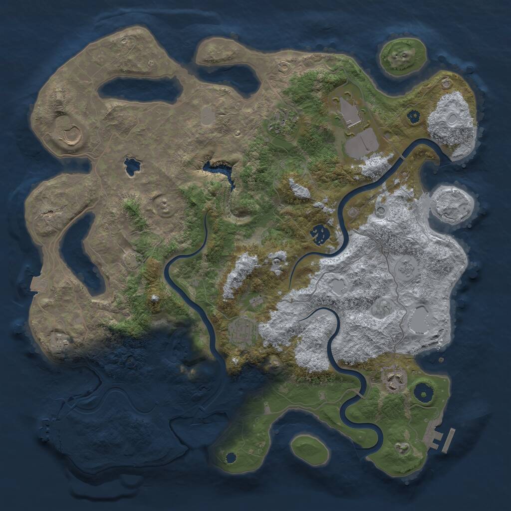 Rust Map: Procedural Map, Size: 4000, Seed: 755032, 13 Monuments