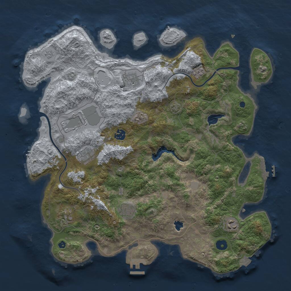 Rust Map: Procedural Map, Size: 4000, Seed: 123546, 14 Monuments