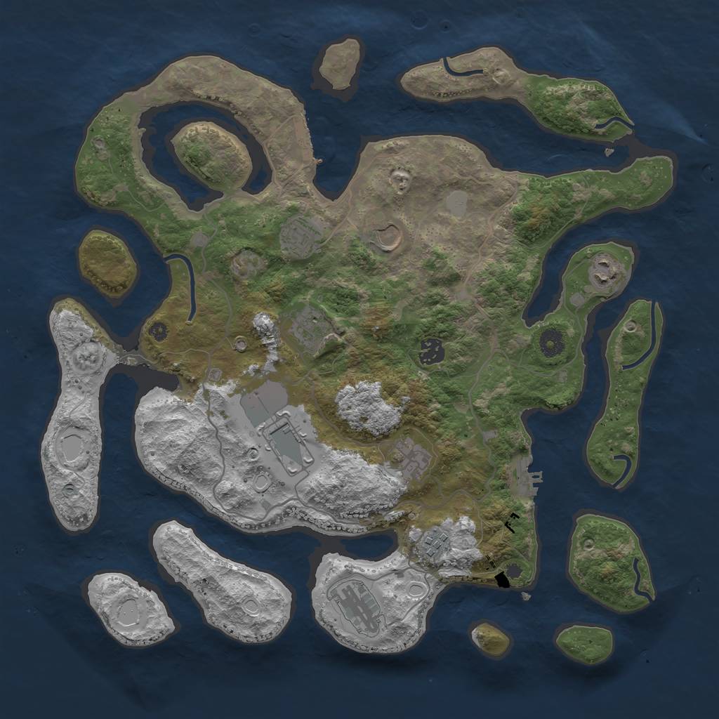 Rust Map: Procedural Map, Size: 4000, Seed: 756631, 16 Monuments