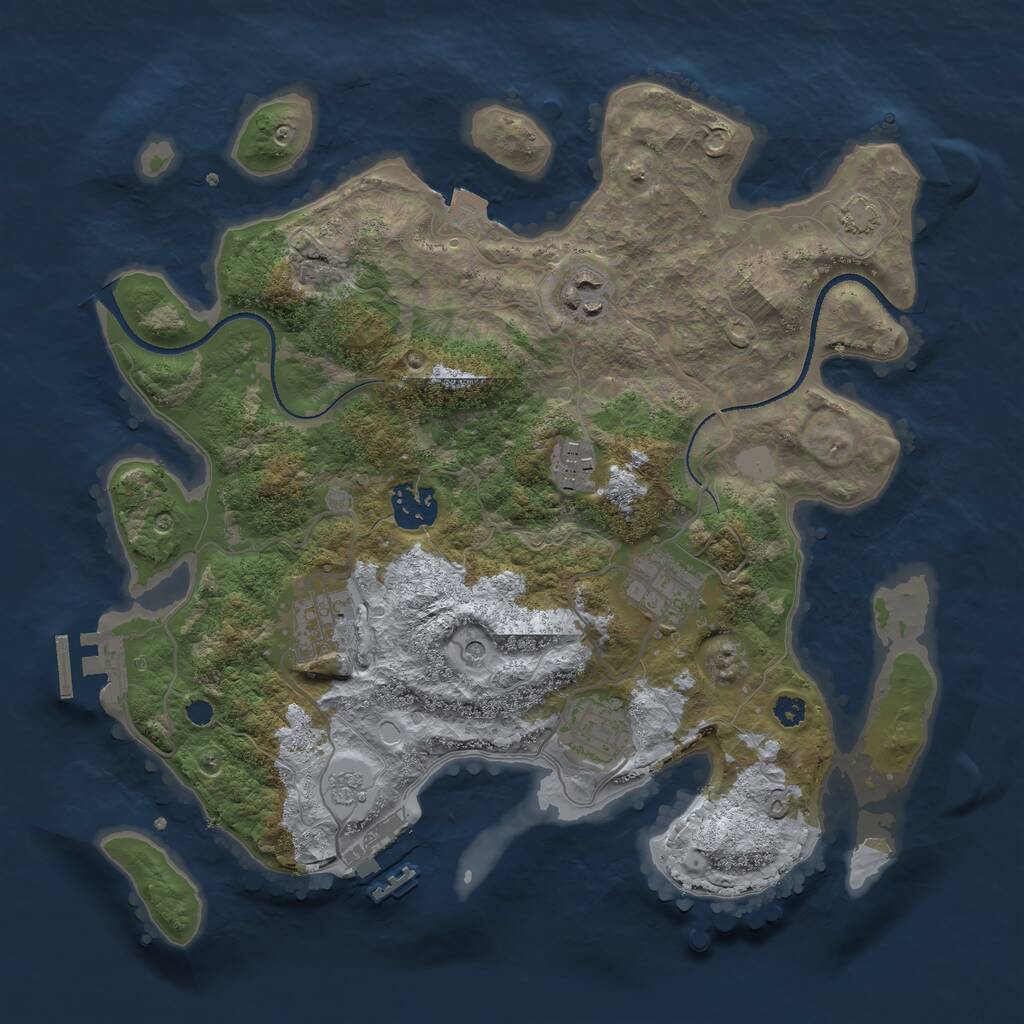 Rust Map: Procedural Map, Size: 3250, Seed: 54334, 12 Monuments