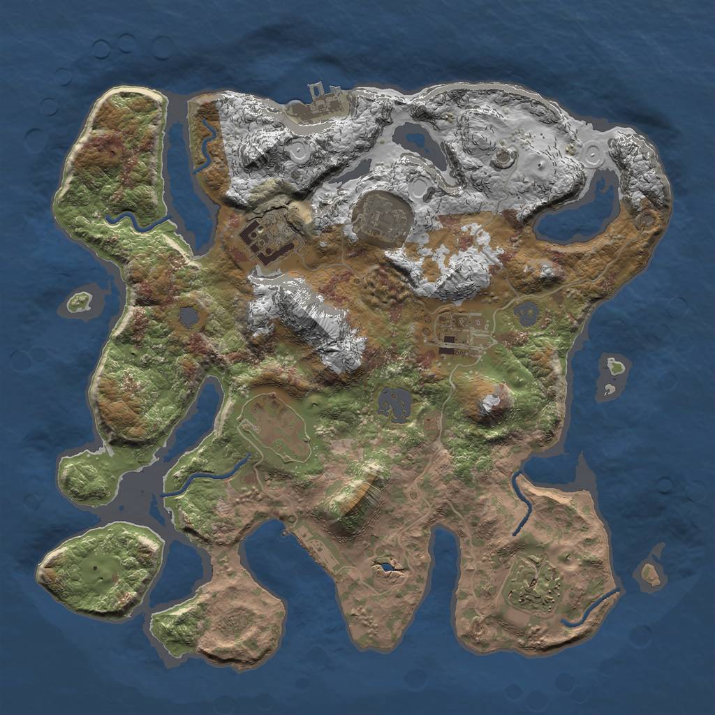 Rust Map: Procedural Map, Size: 3000, Seed: 1163565977, 12 Monuments