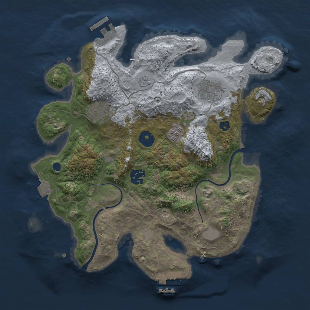Rust Map: Procedural Map, Size: 3000, Seed: 1163565977, 10 Monuments