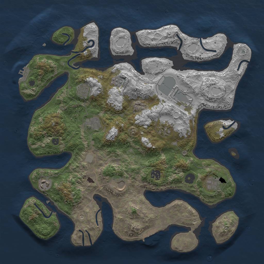 Rust Map: Procedural Map, Size: 3900, Seed: 1876, 17 Monuments