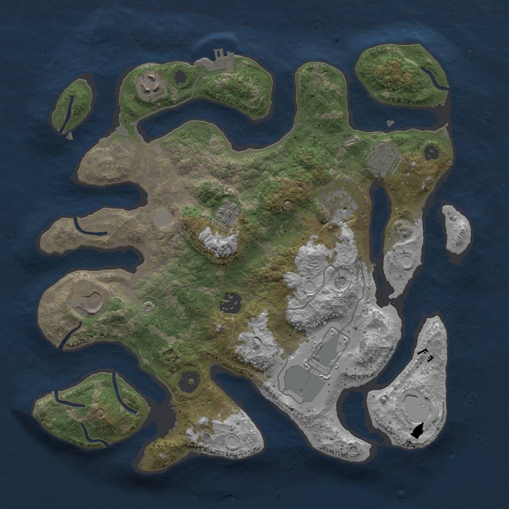 Rust Map: Procedural Map, Size: 3500, Seed: 3918, 14 Monuments