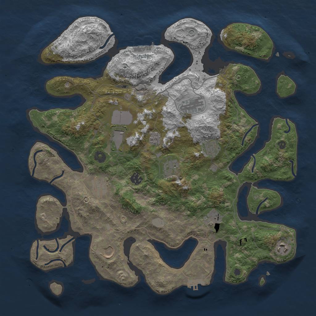 Rust Map: Procedural Map, Size: 4000, Seed: 801948, 18 Monuments