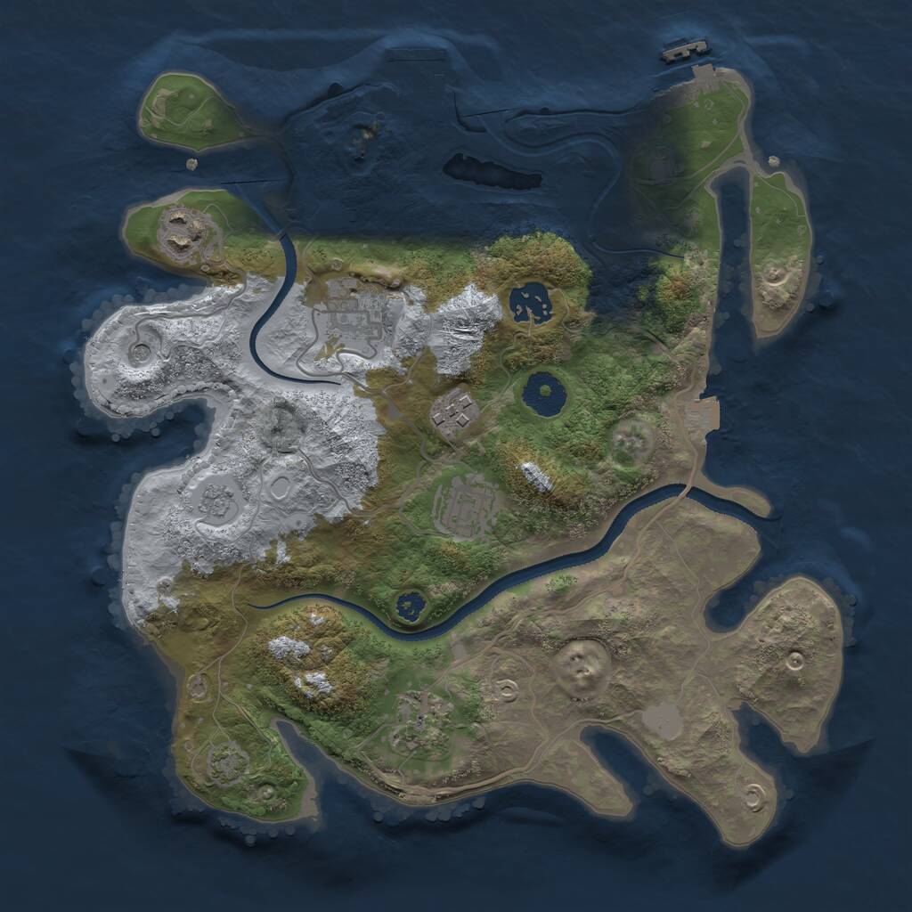 Rust Map: Procedural Map, Size: 3200, Seed: 1221695136, 12 Monuments