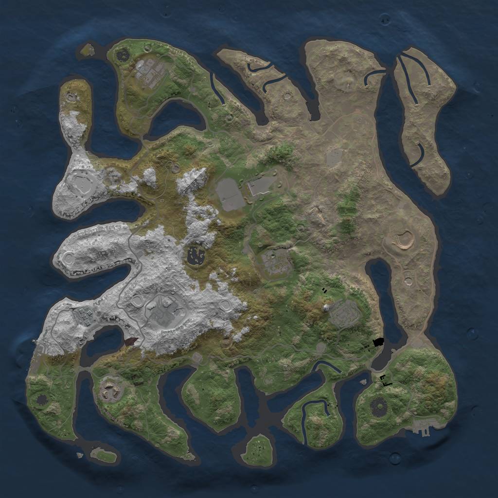 Rust Map: Procedural Map, Size: 4000, Seed: 675582, 17 Monuments