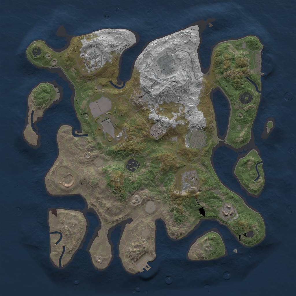 Rust Map: Procedural Map, Size: 3500, Seed: 2137957811, 17 Monuments