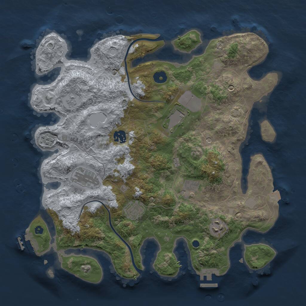Rust Map: Procedural Map, Size: 3550, Seed: 402876, 13 Monuments