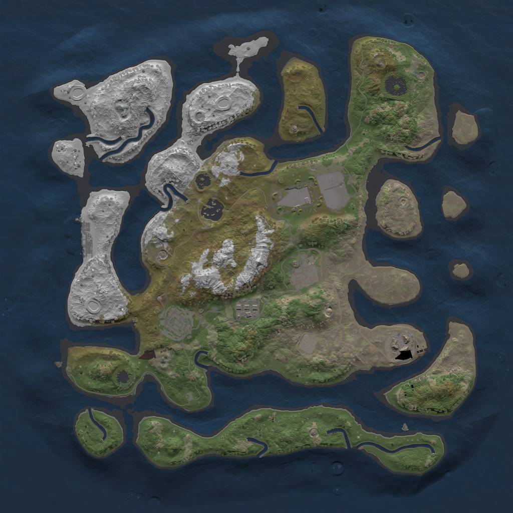 Rust Map: Procedural Map, Size: 3550, Seed: 642568, 13 Monuments