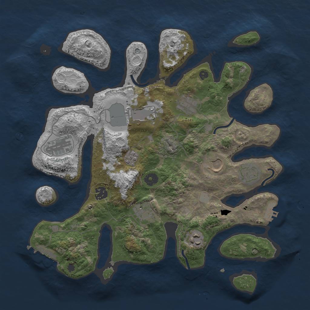 Rust Map: Procedural Map, Size: 3550, Seed: 679674, 16 Monuments