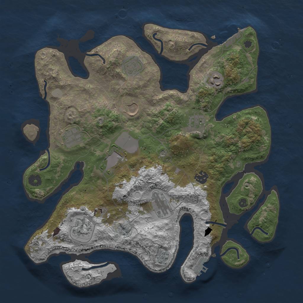 Rust Map: Procedural Map, Size: 3550, Seed: 975359, 18 Monuments