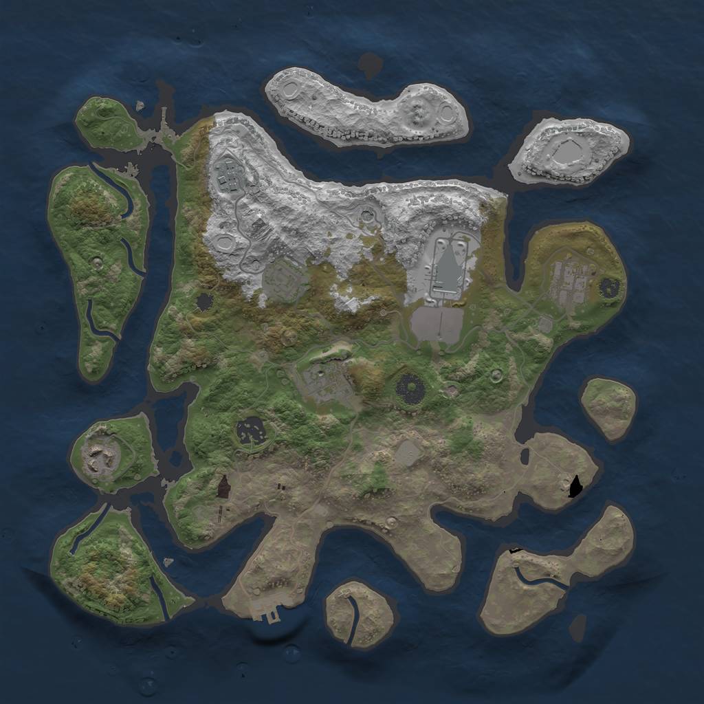 Rust Map: Procedural Map, Size: 3550, Seed: 371049, 14 Monuments