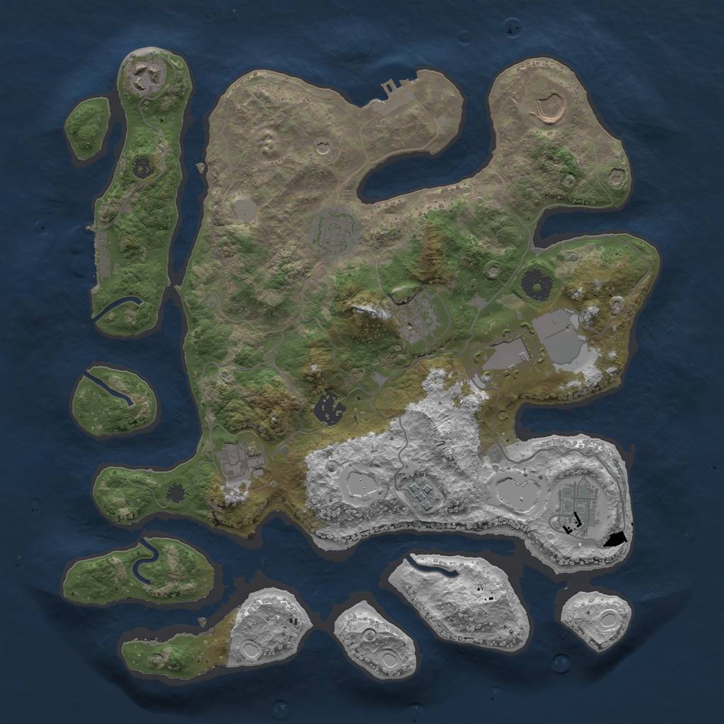 Rust Map: Procedural Map, Size: 3550, Seed: 583919, 17 Monuments