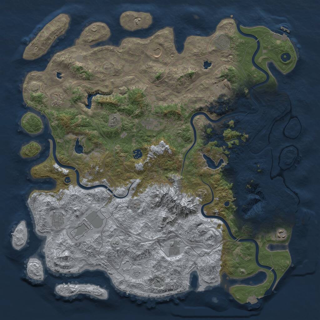 Rust Map: Procedural Map, Size: 5000, Seed: 41289045, 17 Monuments